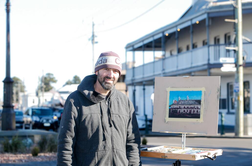 OUT AND ABOUT: Killarney artist Ricky Schembri at work in Port Fairy as part of his venture into mastering plein air art. Picture: Anthony Brady
