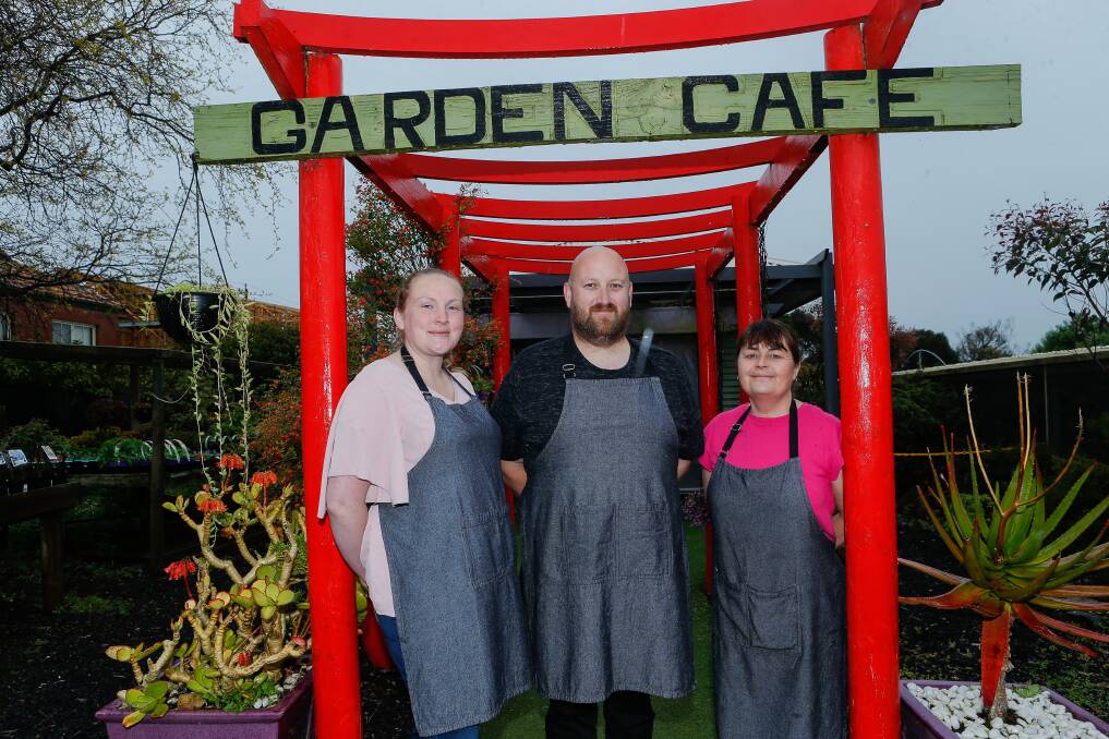 Keystone Cafe and Nursery in Koroit owner Todd Noble with staff members Bernadette Arthur and Jill Jacobsen. Picture by Anthony Brady