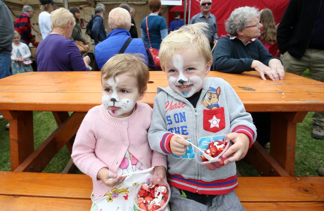 Matilda Brian, 2, and William Ward, 3, of Port Fairy enjoy a day of fun at the fete. 