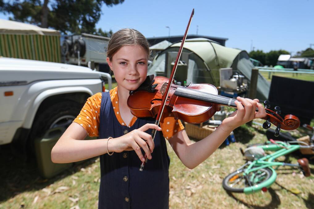 CAMPER: Daisy Nansen at the 2020 Koroit Lake School. The Koroit Tower Hill Caravan Park is the main source of accommodation for the event. Picture: Morgan Hancock