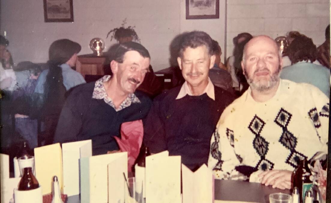 MATES: Frank with his brother-in-law, the late Clem Kearney, and brother Terry.
