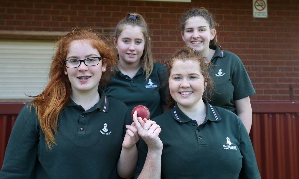 HAVING A BALL: Brauer College students Maddi Lock, Amy Buck, Libby Holmes, and Kiana Gavin took part in the Super 8s compeition in Warrnambool on Wednesday. Picture: Amy Paton