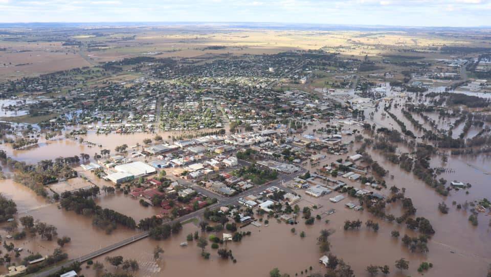 Bird's eye view over the floodwaters in Central West NSW.