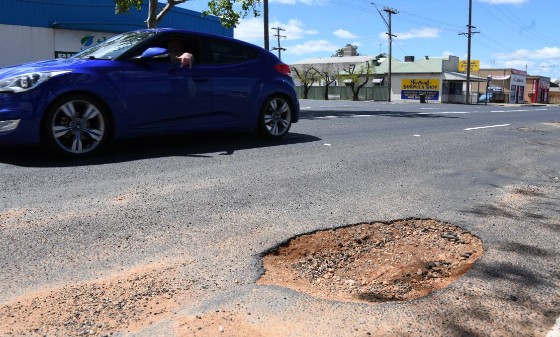 Potholes around Dubbo, NSW have caused damage to vehicles on the road. Picture by Amy McIntyre