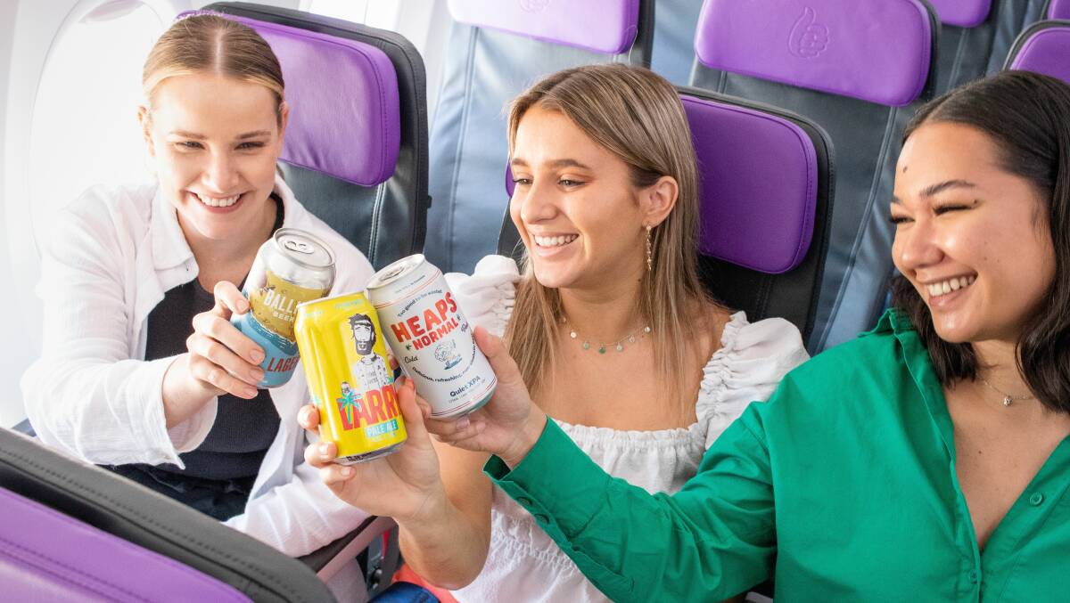 Australian craft beers will be served on board Bonza airline, with passengers able to order through an app. Picture supplied