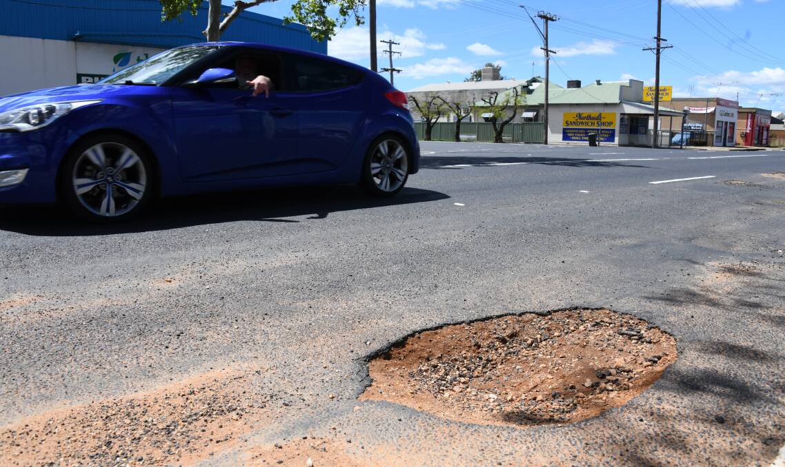 Potholes around Dubbo in NSW have caused damage to vehicles. Picture by Amy McIntyre