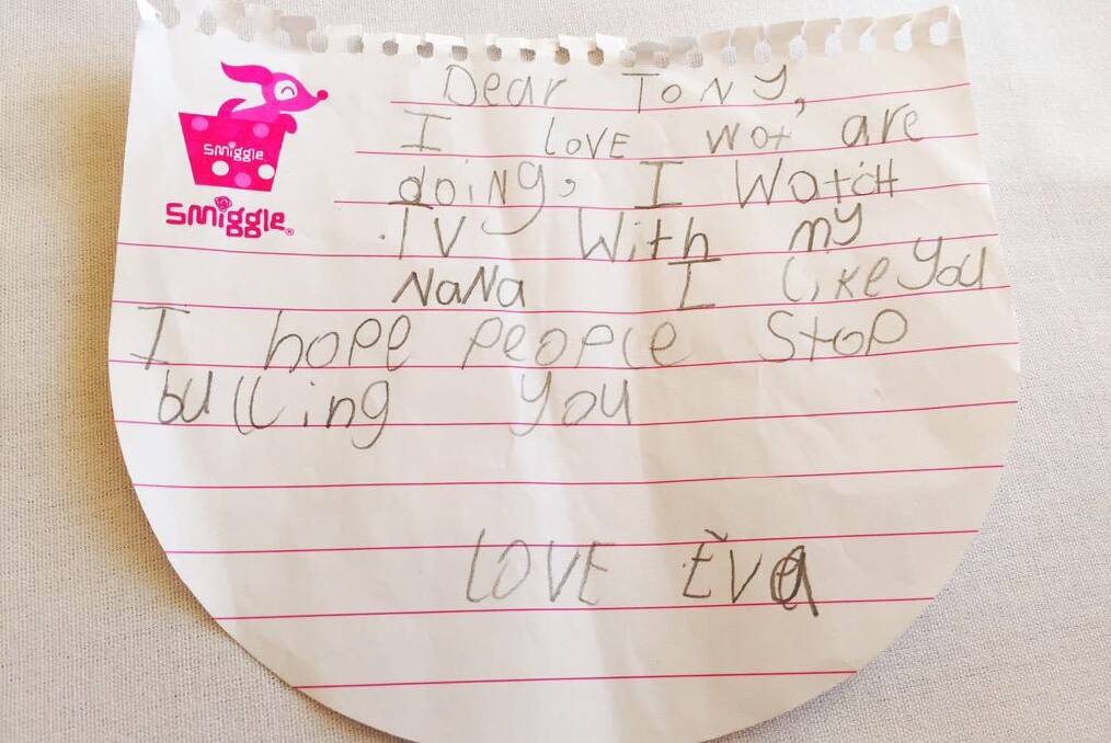 The note from six-year old Warrnambool girl Eva. Picture: Twitter