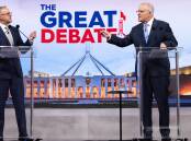 Anthony Albanese and Scott Morrison went head-to-head in the second leaders' debate on Sunday night. Picture: AAP