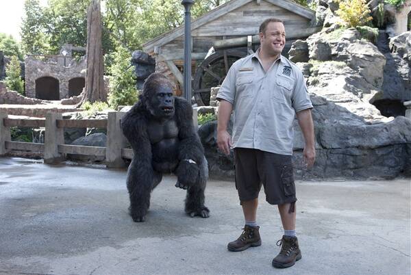 Kevin James and a gorilla (voiced by Nick Nolte) in  Zookeeper .
