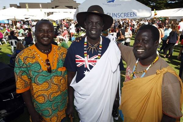 Alex Nyniyal, Otha Akoch and Thomas Lual (centre), from southern Sudan enjoyed celebrating different cultures.