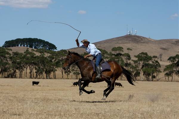 Tim Haworth prepares for The Drover's Return which was performed on Australia Day. 120123AS10 Picture: AARON SAWALL