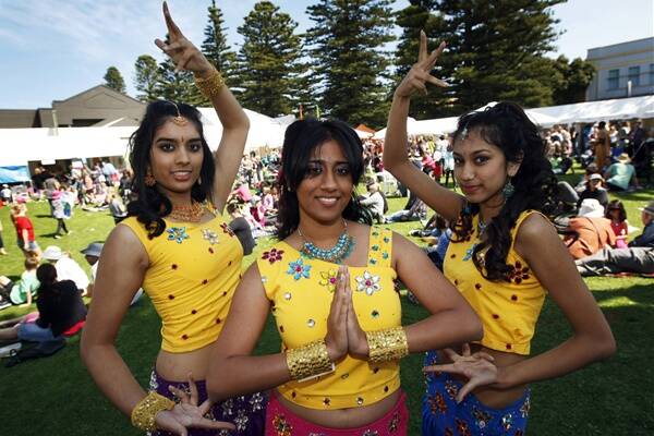 A touch of Bollywood came to Warrnambool on Saturday when Yamini Ravi, Alisha Poonawalla and Pooja Sharma, from the Gowri Dancers of India, entralled Gnatannwarr Multicultural Festival crowds.