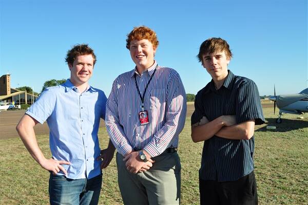 The sky is the limit for first-year cadet pilots Jeremy Fry, left, Sam Fellows and Mark Johnstone.