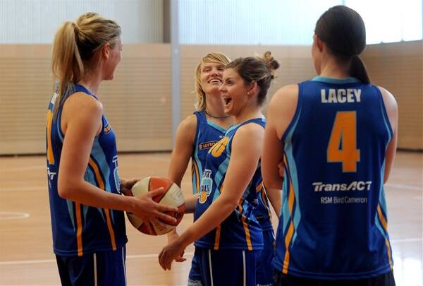 Nicole Hunt with her team-mates Jessica Bibby, Alison Lacey and Hannah Lewis. PIC: Canberra Times