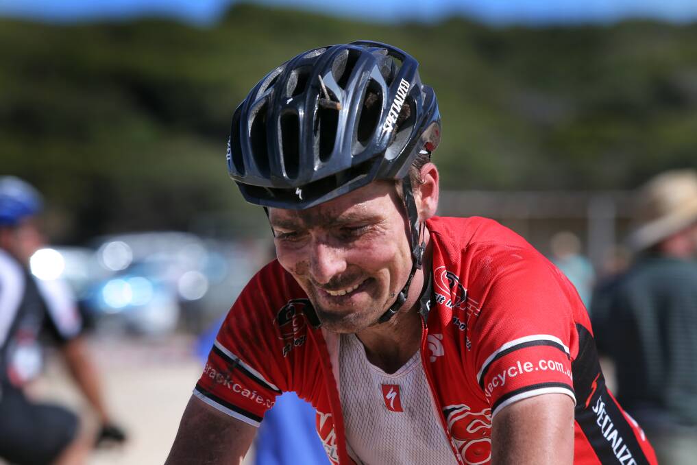 A dirty but happy #31 Phillip Orr, from Ballarat, after winning the TP180. 