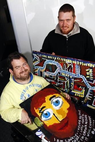 Warrnambool artists Danny Byrne (left) and Matthew Clarke will exhibit their paintings at the Victorian Arts Centre in Melbourne. 090625RG18 Picture: ROB GUNSTONE