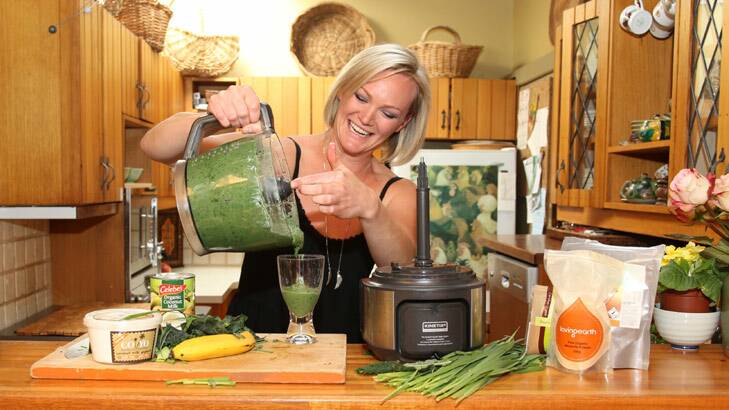 Green light ... breakfast is a green smoothie for Sarah Berry.