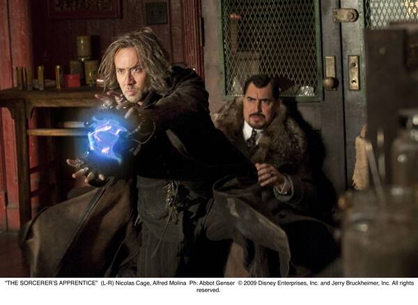 Nicolas Cage and Alfred Molina do battle in the disappointing  The Sorcerer's Apprentice .