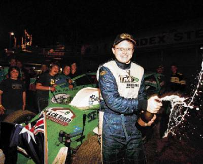 Warrnambool's Tim Morse pictured after winning his fifth national title in February has bowed out of V8 Dirt Modified racing with another South Australian championship. 080217AM09 Pictures: ANGELA MIL