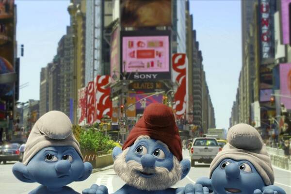 Grouchy, Papa and Clumsy get ready to smurf the smurf out of New York in  The Smurfs .