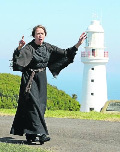 Janice Haynes performs as Kathrine Evans at the Cape Otway lightstation.