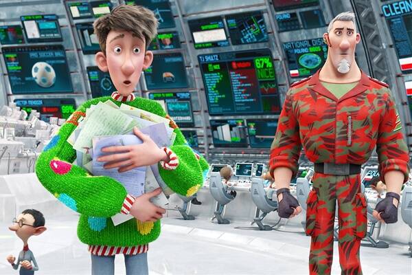 Arthur and Steve Christmas in the North Pole control room.