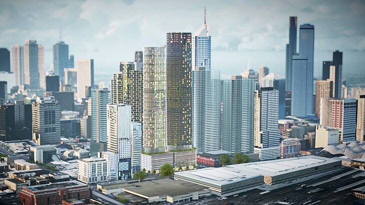 There will be almost 3000 apartments in six towers of up to 63 storeys housing more than 5000 residents when completed.