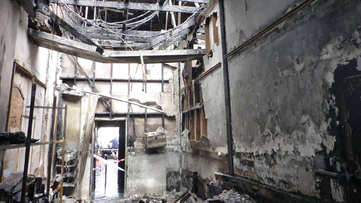 Telstra photos show the extent of fire damage at the Warrnambool exchange.