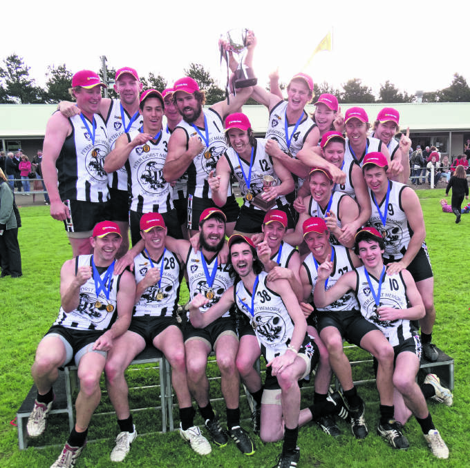 Wickliffe-Lake Bolac celebrates its premiership. Picture: TRACEY KRUGER