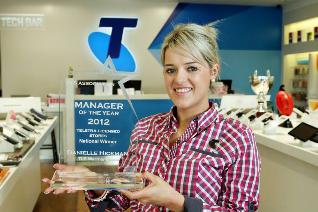Danielle Hickman, 22, from Warrnambool’s Telstra Store, has been named national winner of the manager of the year award for 2012. 