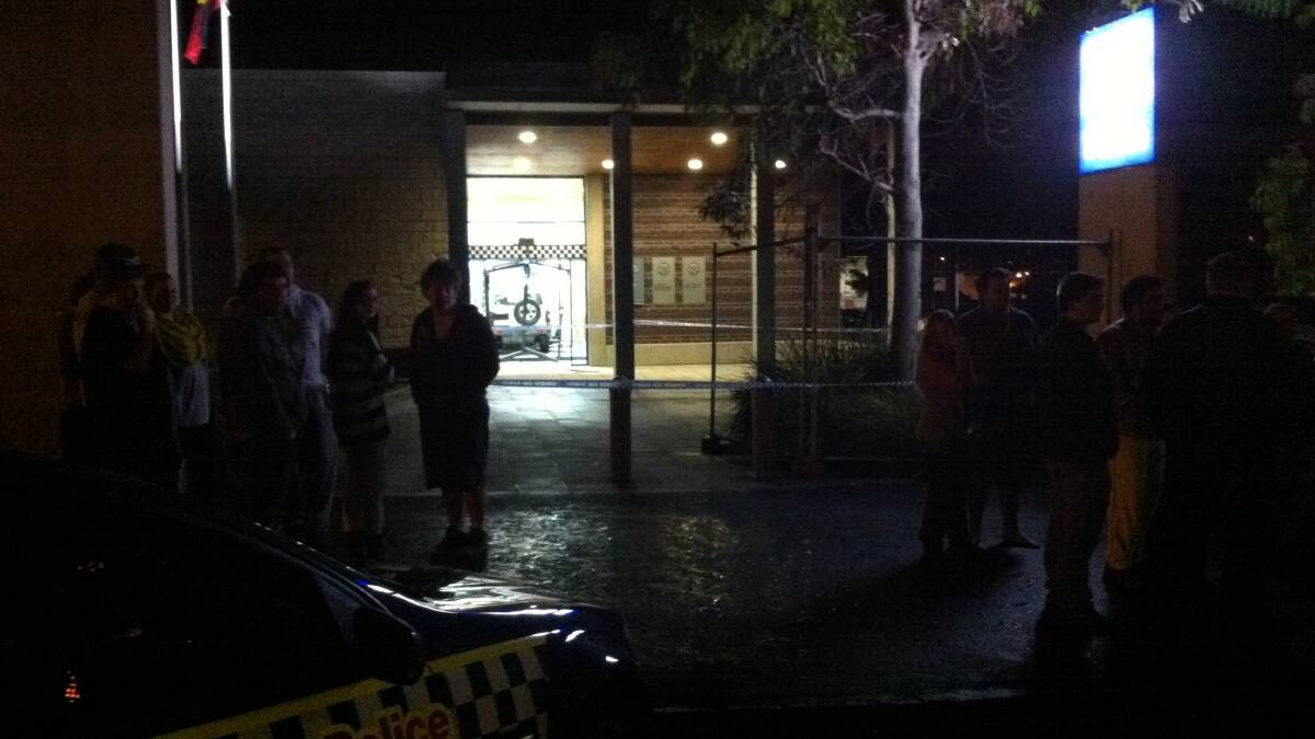A crowd of onlookers gathered after a four-wheel drive smashed into the Warrnambool police station.