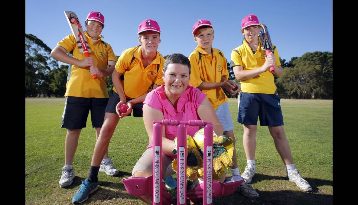 Paula Atkins (pictured in pink) said Pink Stumps Day in Camperdown raised $4000. 