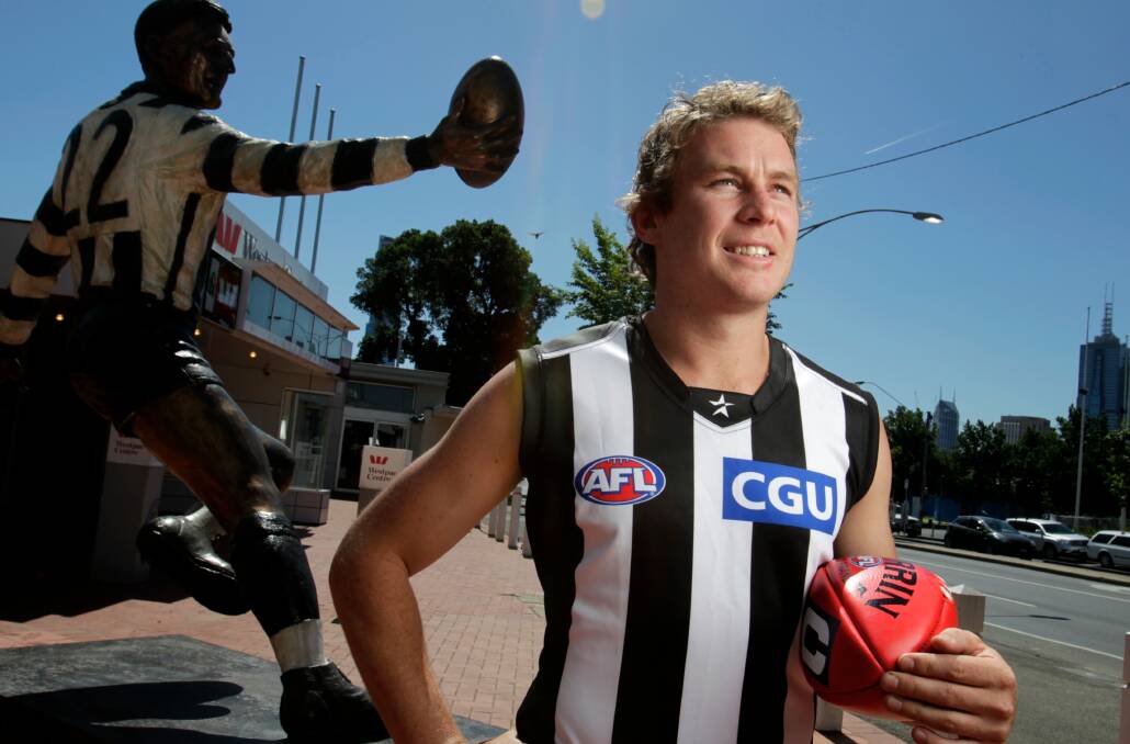 After eight seasons of waiting in the wings, Sam Dwyer has finally got his ticket to the big stage after being picked up by Collingwood in yesterday’s AFL rookie draft. Picture: THE AGE