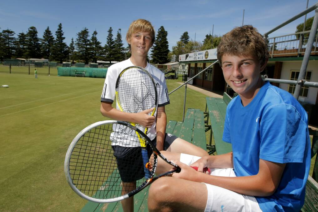 Warrnambool brothers Ben, 13, (left) and Sam Wilde, 15, are ready to take on all comers in the junior grasscourt open starting at Lawn Tennis tomorrow. 