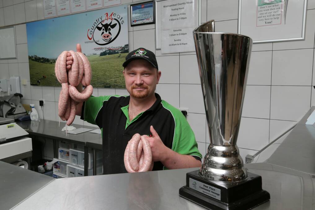 Warrnambool Country Meats’ David Wiese won the award for best state continental sausage. 
