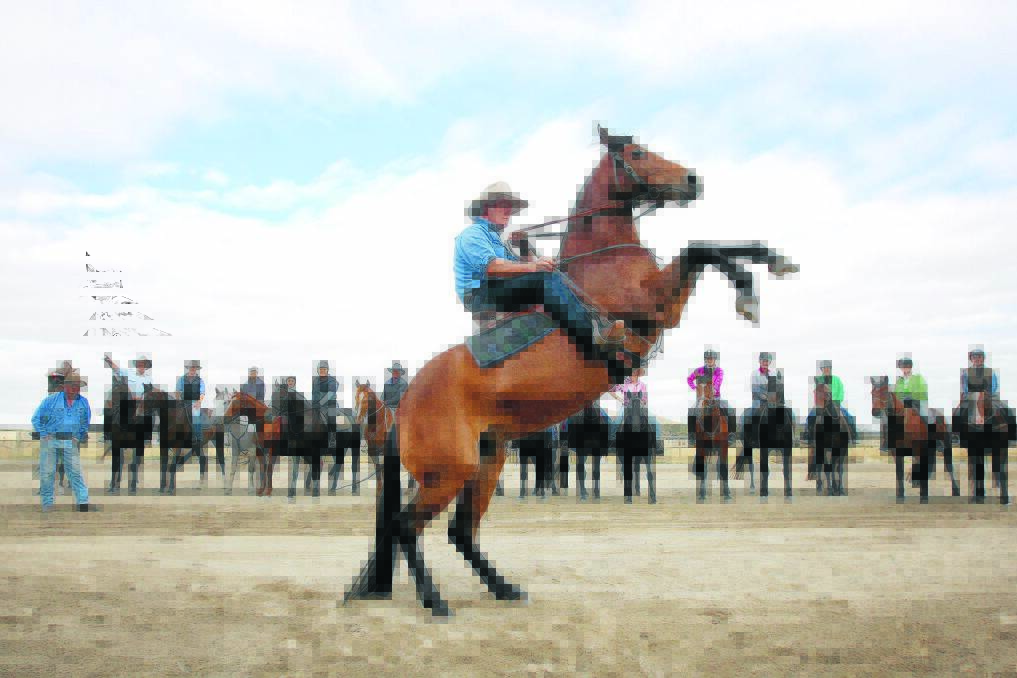 Gerard Lafferty, of Camperdown, and his mount Maggie inspire riders involved in the Mortlake Muster this weekend.
