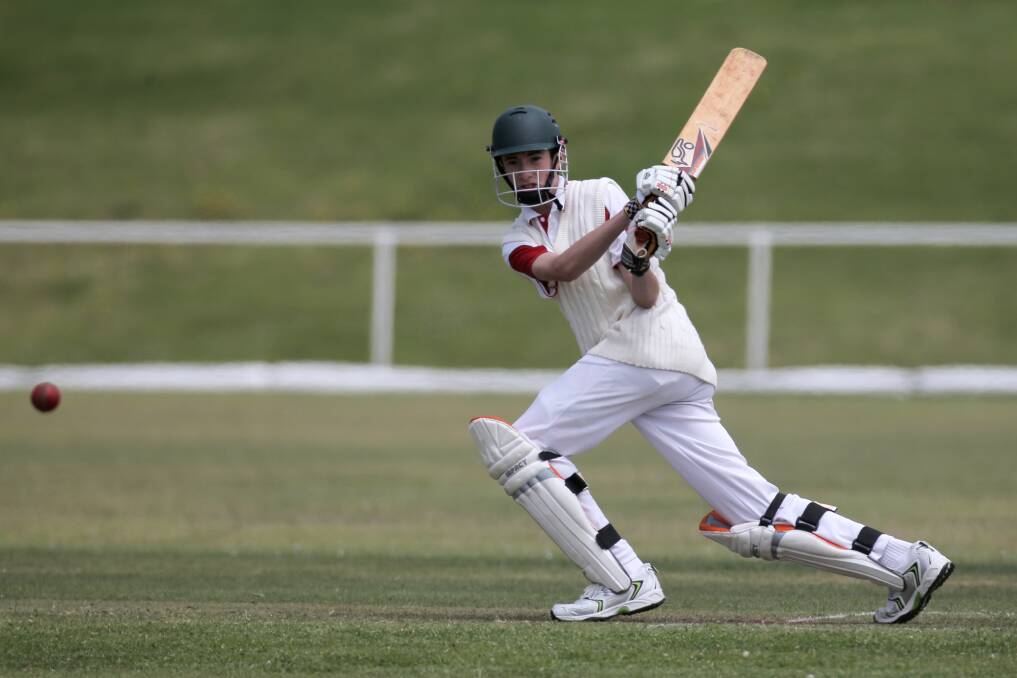Grassmere batsman Michael McCosh pulls the ball to leg side against South West at Jones Oval. 