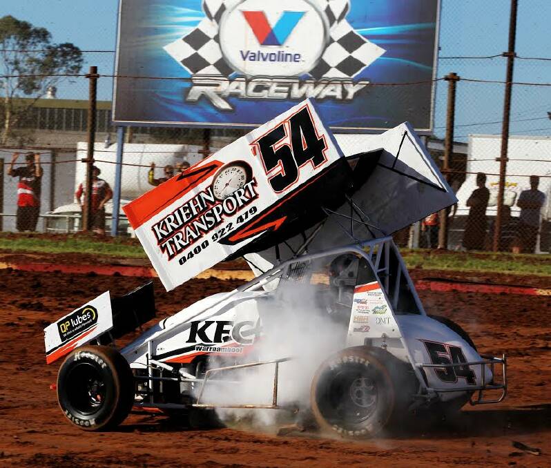 Brad Warren at Sydney on the weekend after a bollard damaged his car, ending his sprintcar season. Picture: GEOFF ROUNDS