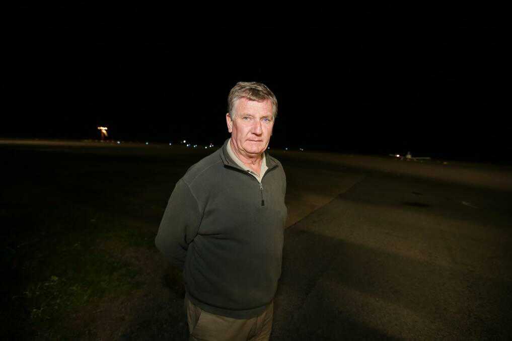 Hamilton Aero Club president Kelvin Rogers at the airport last night following the fatal crash. 