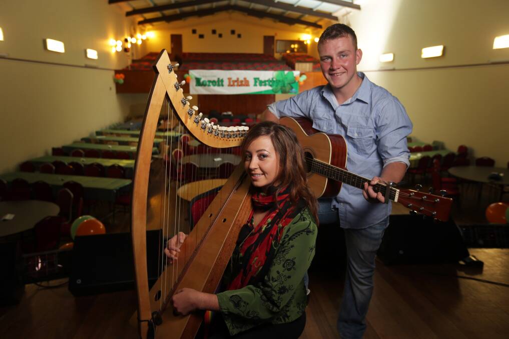 Irish musicians Mairead Theo Ryan from Kildare and Paul Tynan from Tipperary are in Koroit for the festival.