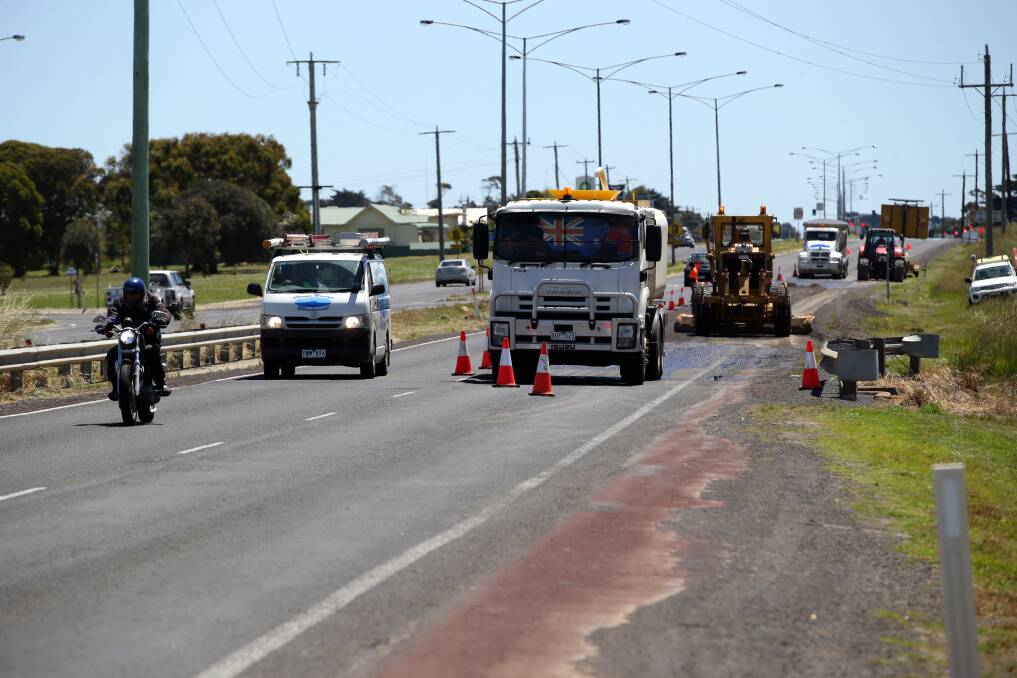 Roadworks east of Warrnambool earlier this month. PHOTO: Damian White