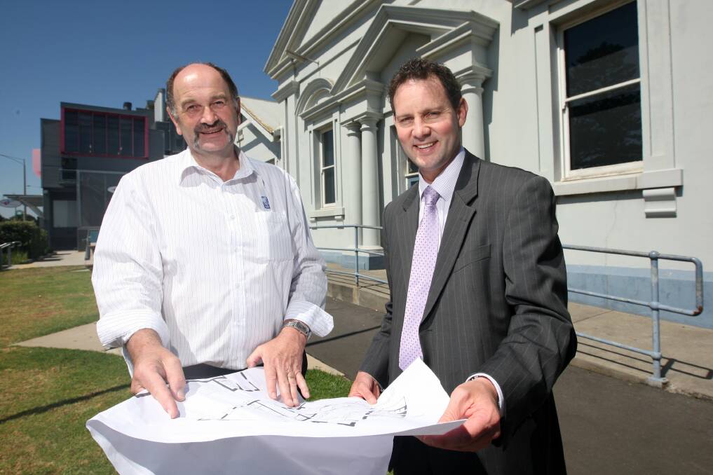 TAFE's Robert Rutter (left) and Mark Fidge at the former library which is being turned into the arts department.