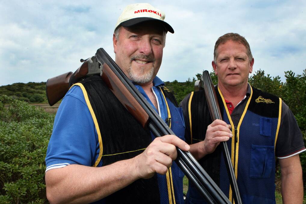 Warrnambool Field and Game past president Geoff Morris and president Neville Dowd, before the club's come and try in conjunction with the September Club Shoot.  Picture:LEANNE PICKETT