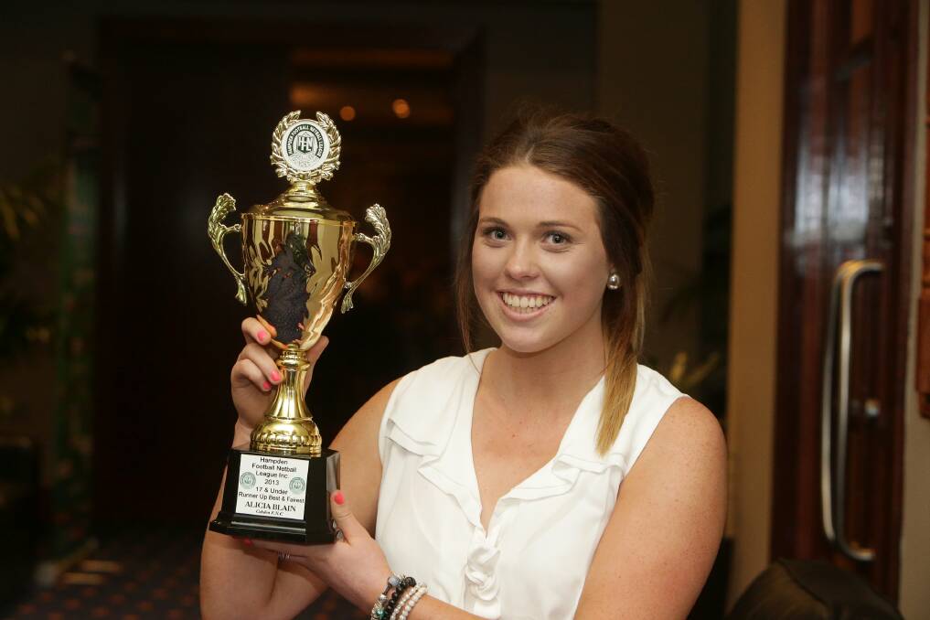 Alicia Blain, 15, from Cobden FNC was Runner-Up in  the netball 17 & Under Best & Fairest.  Picture:LEANNE PICKETT