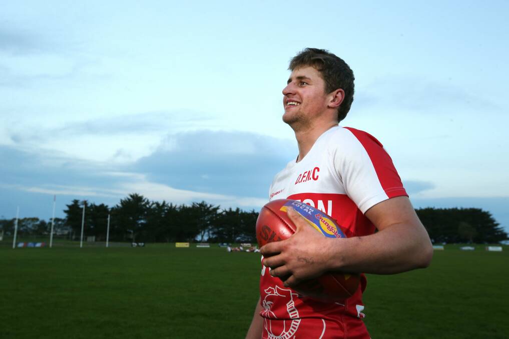 Dennington football player Steve Smith prepares for this weekend's grand final. Picture: AARON SAWALL