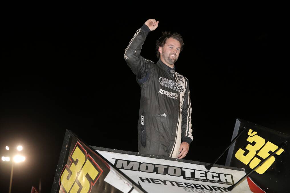 A Main winner Jamie Veal celebrates his victory. Picture: ROB GUNSTONE