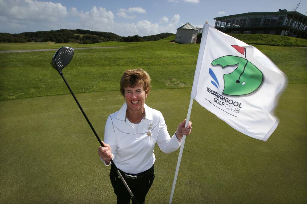 Warrnambool Golf Club A grade Champion Alison Sinclair celebrates her tenth club championship win. Picture: DAMIAN WHITE