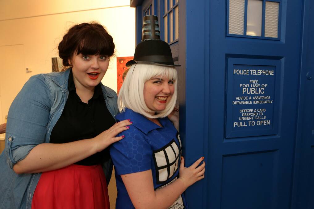 Jocelyn Seip, of Brisbane, and Greta Punch, of Melbourne, enjoyed the Dr Who props.