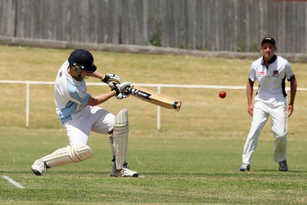 Wesley CBC batsman Bevan Stokie faces a West Warrnambool delivery at Davidson Oval. Picture:LEANNE PICKETT