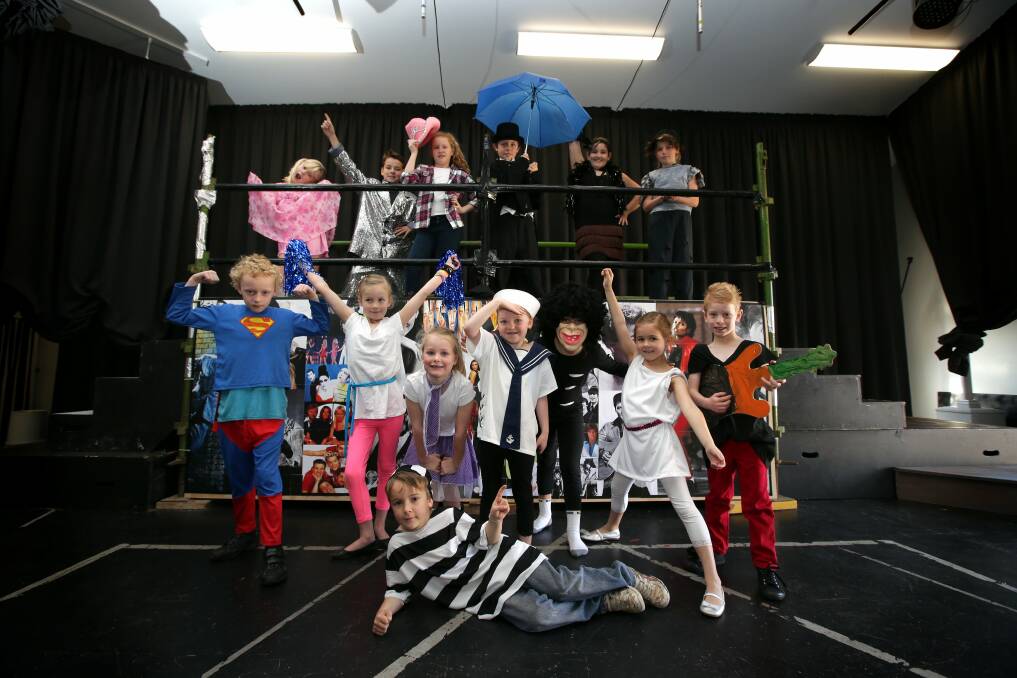Our Lady Help of Christians Primary school dress rehearsal for school production of Rock Of Ages. Pictured left to right are Mia Leske, 8, James Carlin, 10,  Maddi James, 10, Jack Owen, 11,  Keneisha Ferguson, 11, Elle Kermond, 10, and front Ned Ewing, 8, Emma Hannagan, 7, Sophie Howland, 7,  Zoe Borthwick, 6, Lucy El-Hage, 9, Freya Evans, 6, Hunter Cross, 6, and in front Hudson Steele, 5. Picture DAMIAN WHITE